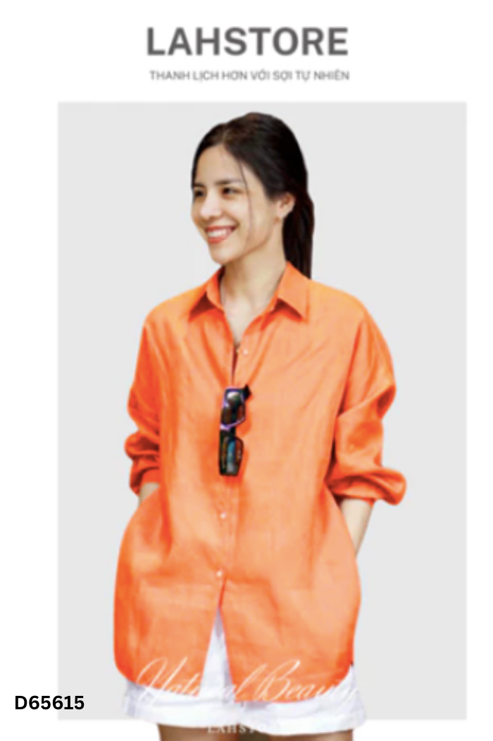 Áo LAHSTORE sơ mi cam trơn