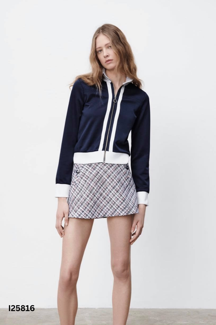 Chân váy ZARA dạ trắng xanh đỏ