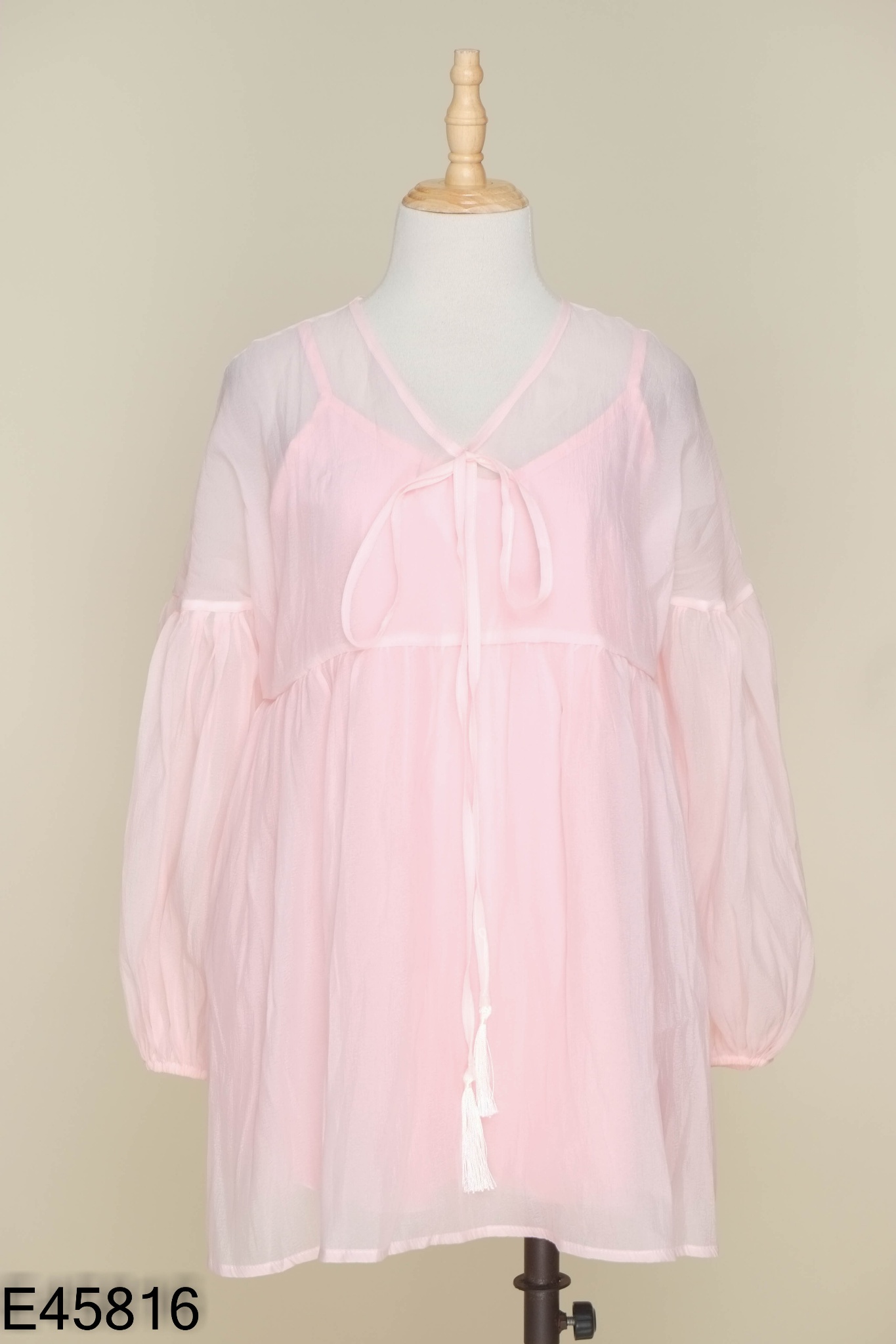 Áo babydoll tơ hồng kèm lót