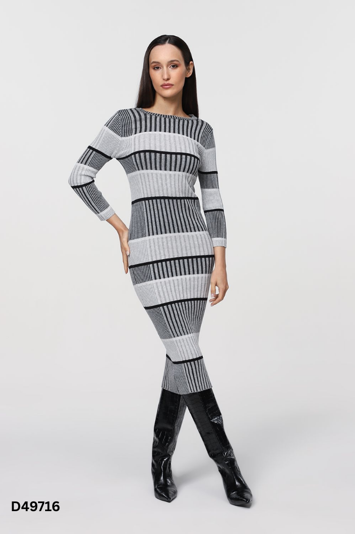 Váy body STRADIVARIUS len kẻ xám