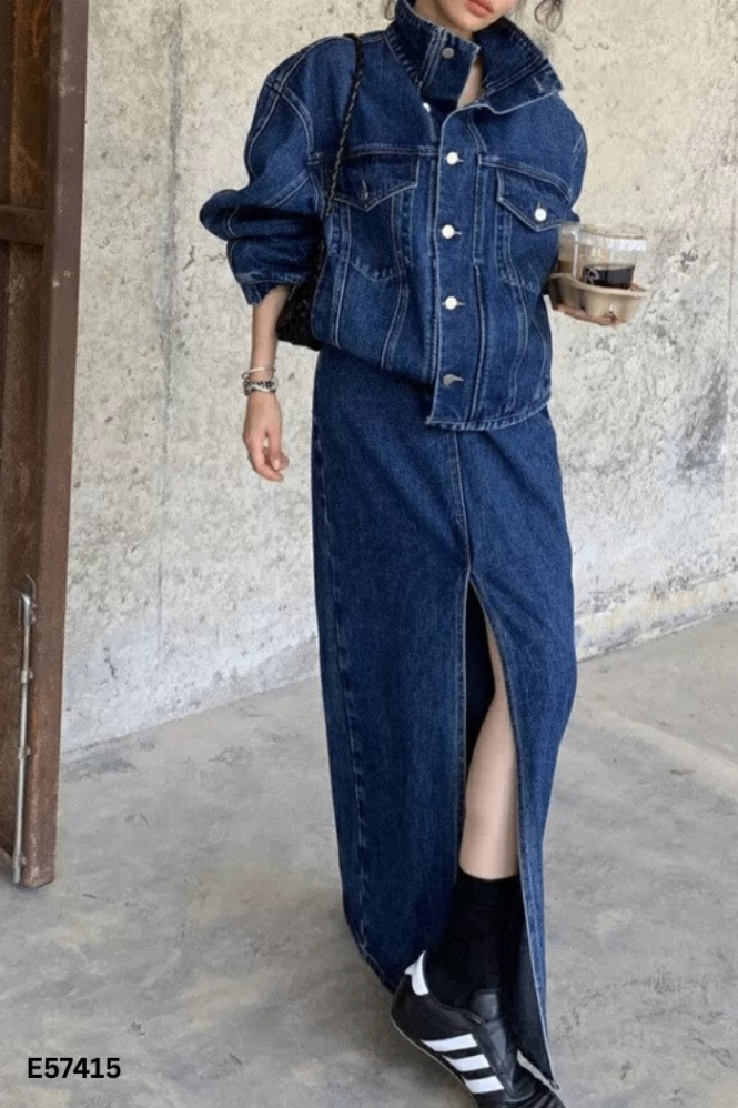 NEWTAG Áo khoác jeans xanh đậm