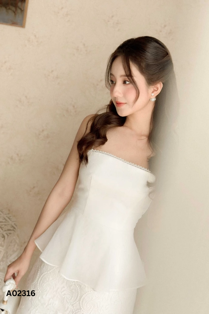 Váy hai dây trắng DAPHNEE phối ren