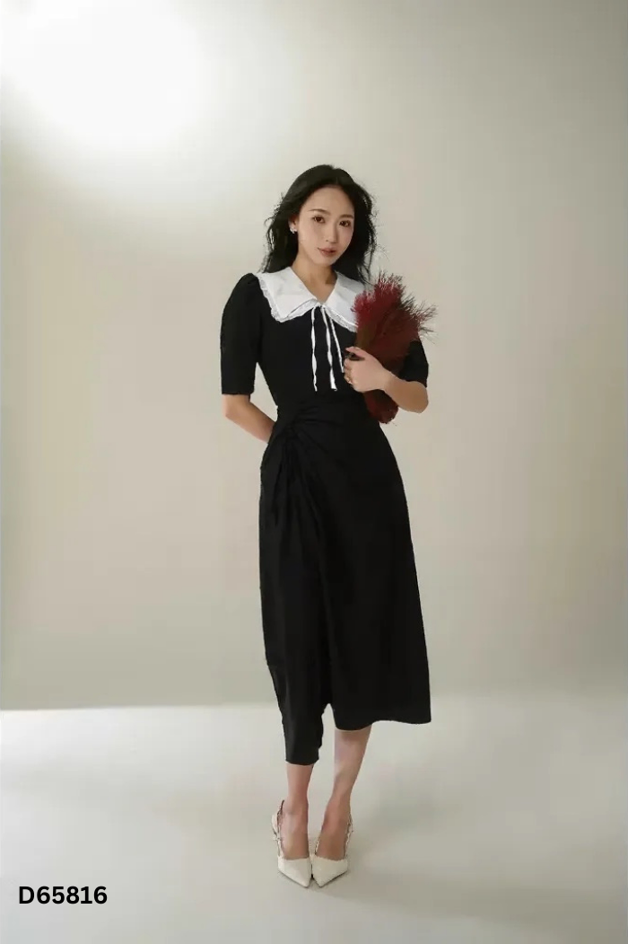 Váy đen cổ trắng