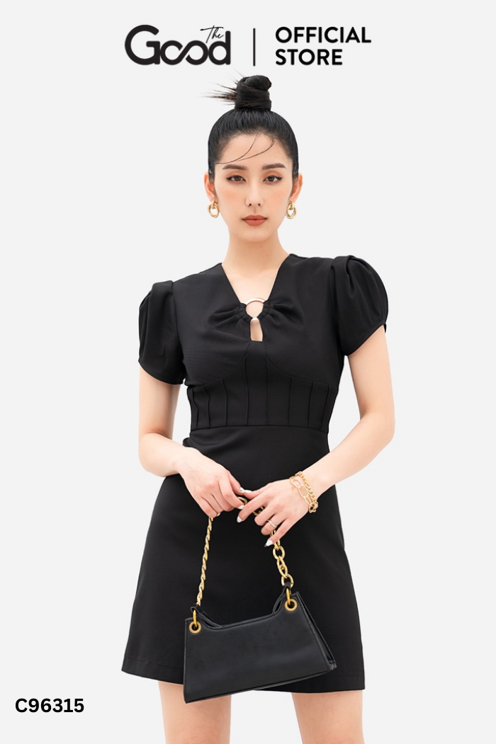 Váy đen THE GOOD gấp ly eo