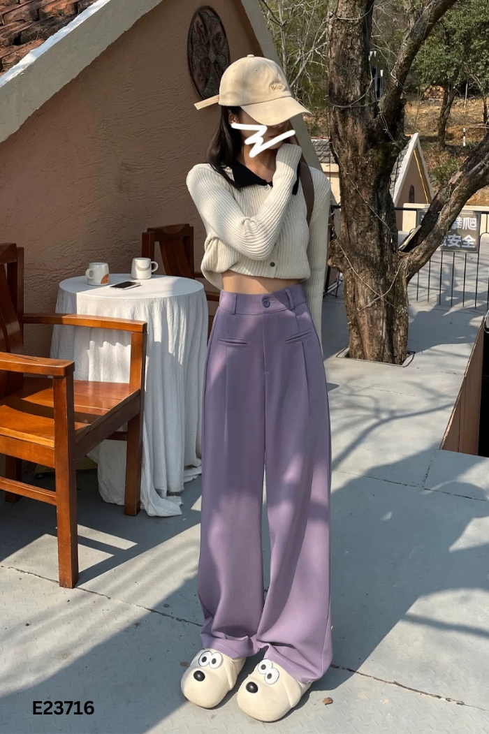 Quần xám ly eo