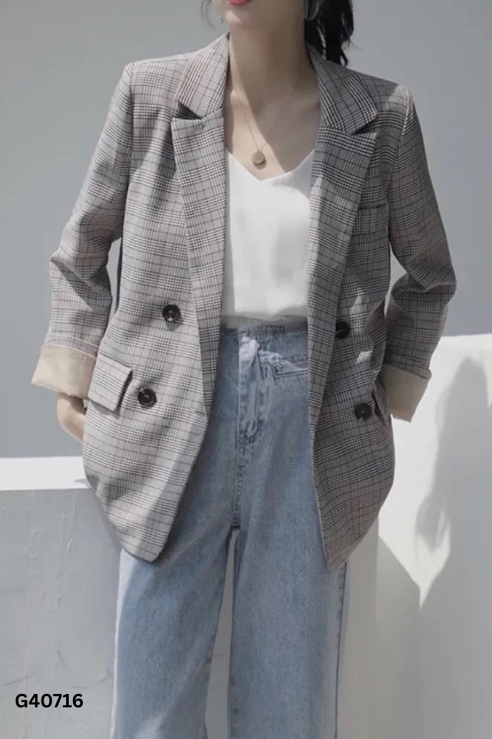 Áo blazer be kẻ