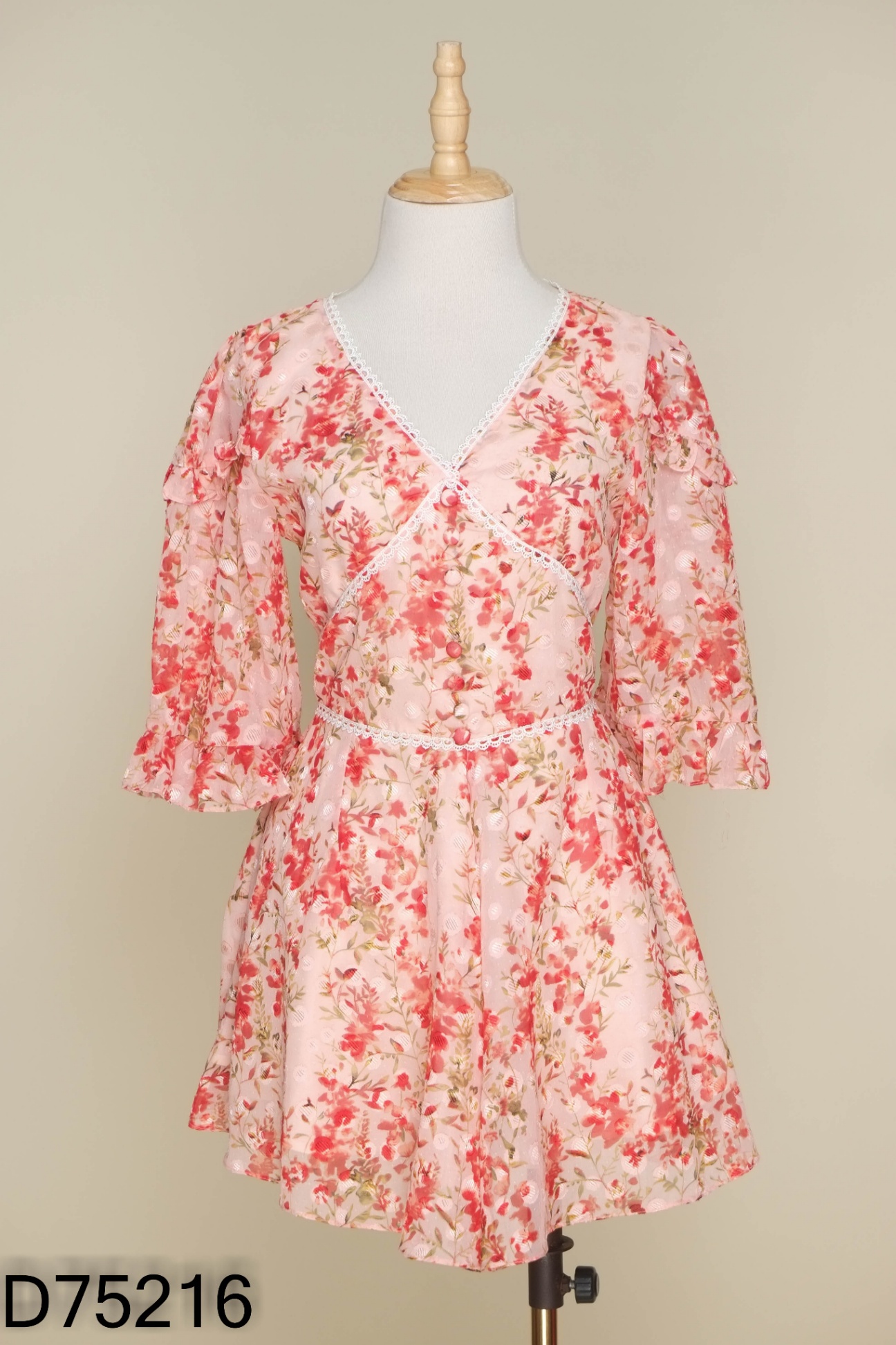 Jumpsuit SANROSIE hồng hoa đỏ