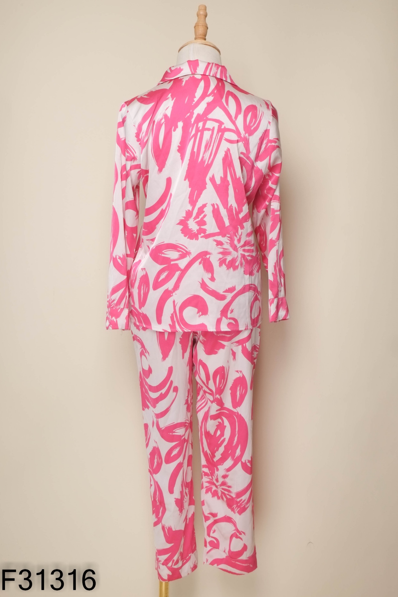 SET Pijama lụa họa tiết hồng