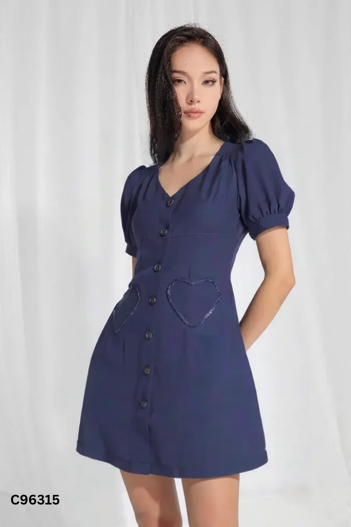 Váy xanh than SODAPOP phối cúc