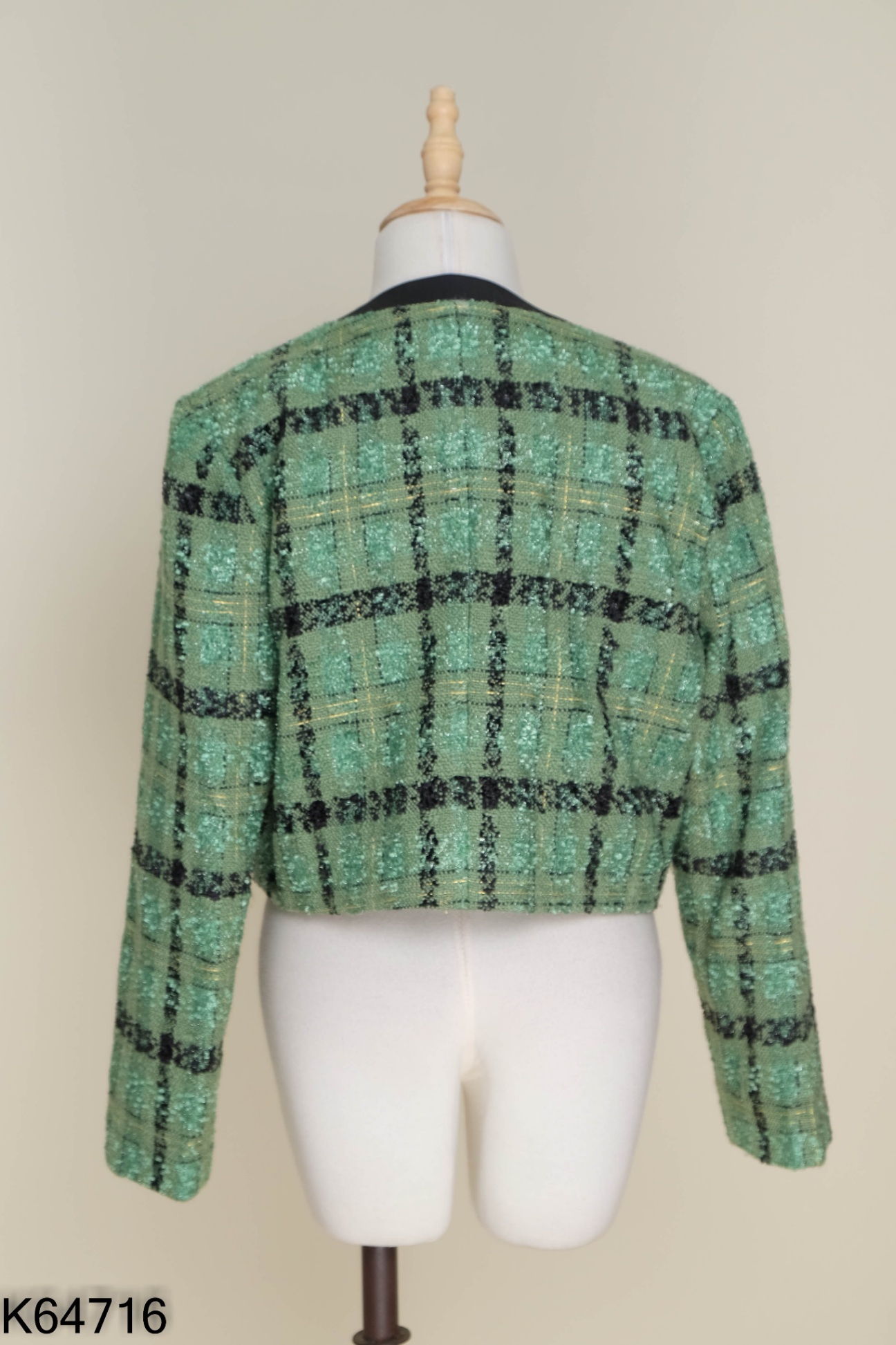 Áo LAMIA dạ tweed xanh kẻ đen