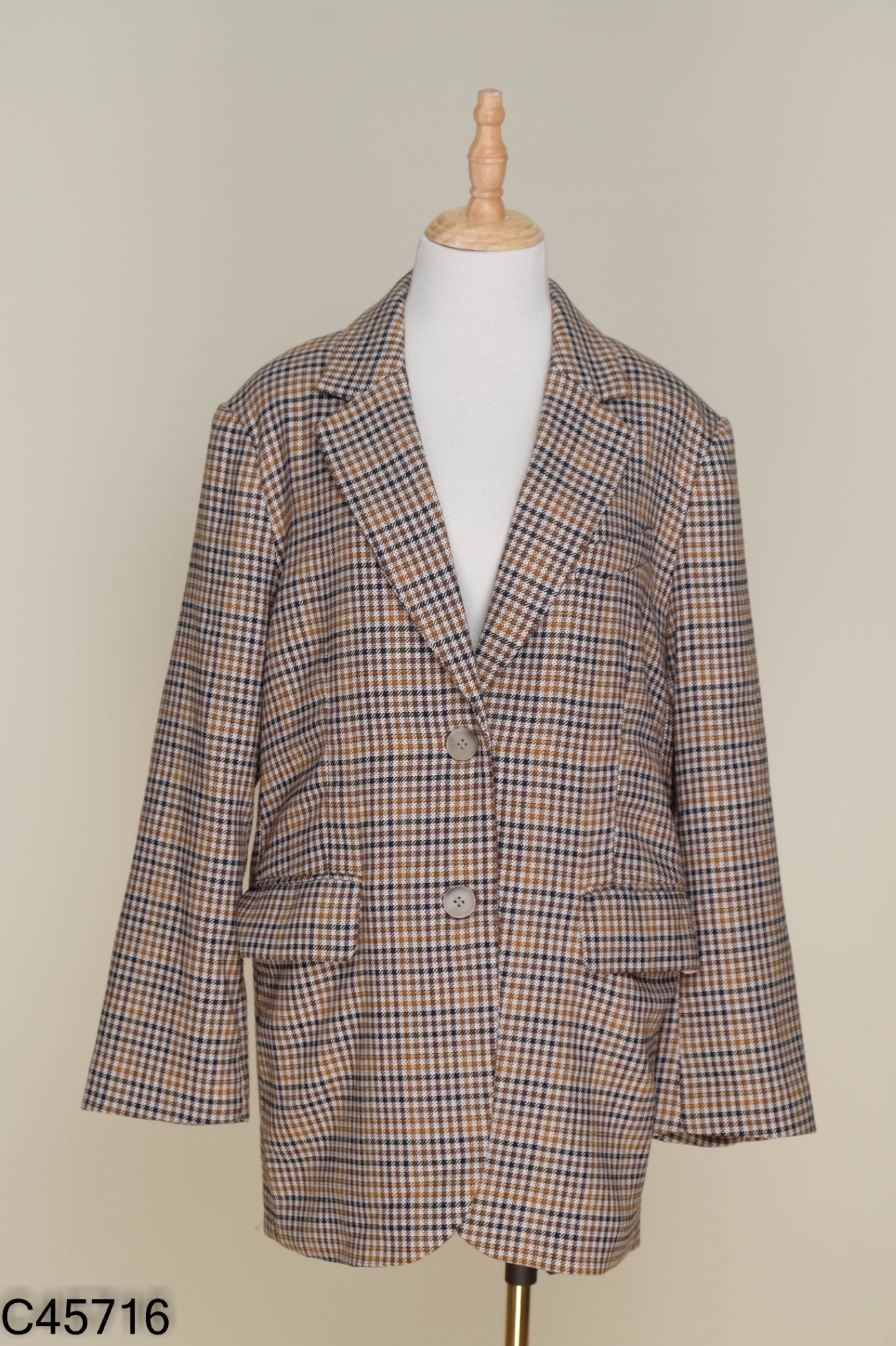 Áo blazer HM caro đen nâu