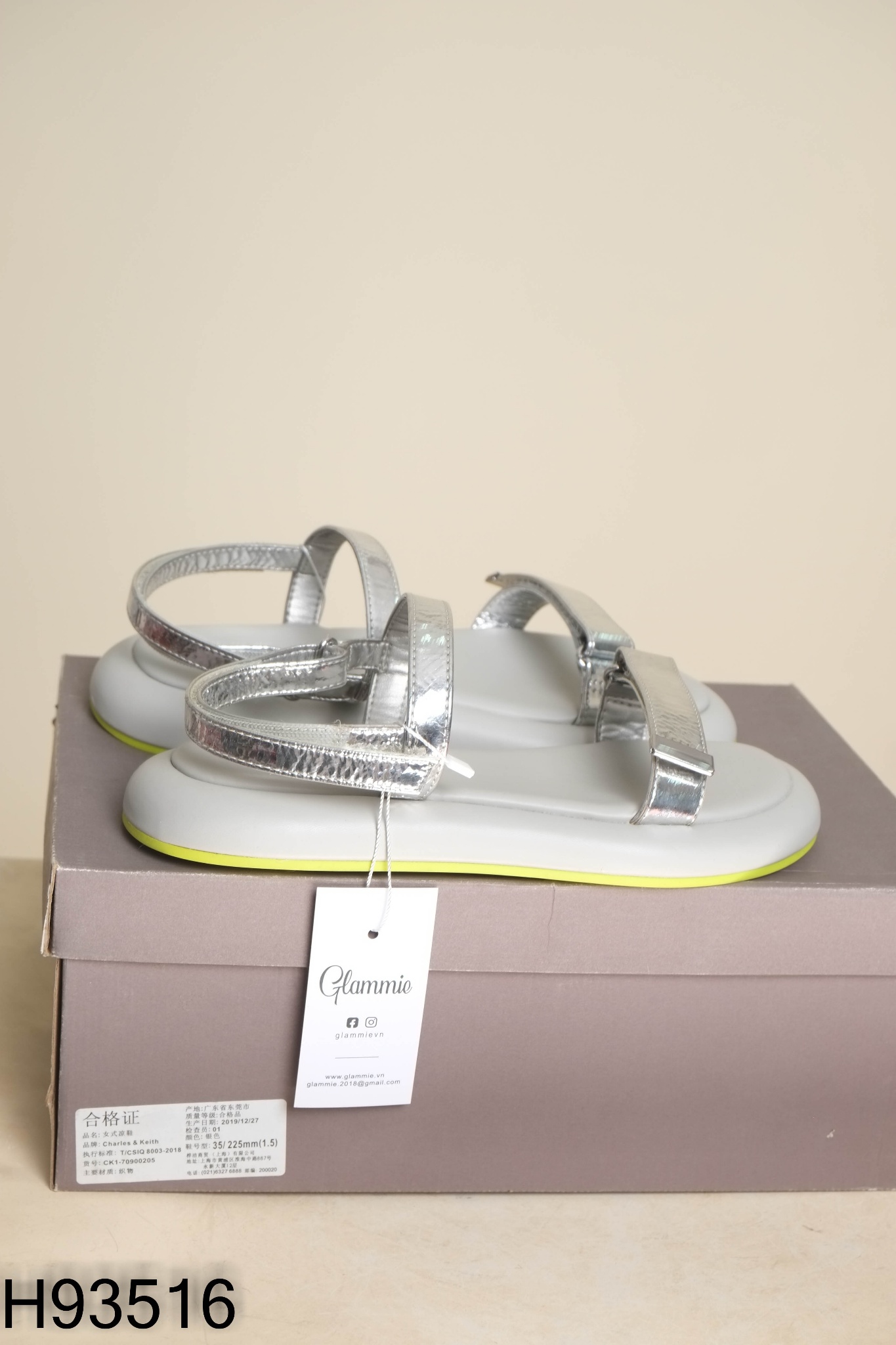 FULLBOX Sandals CHARLES&KEITH xám trơn