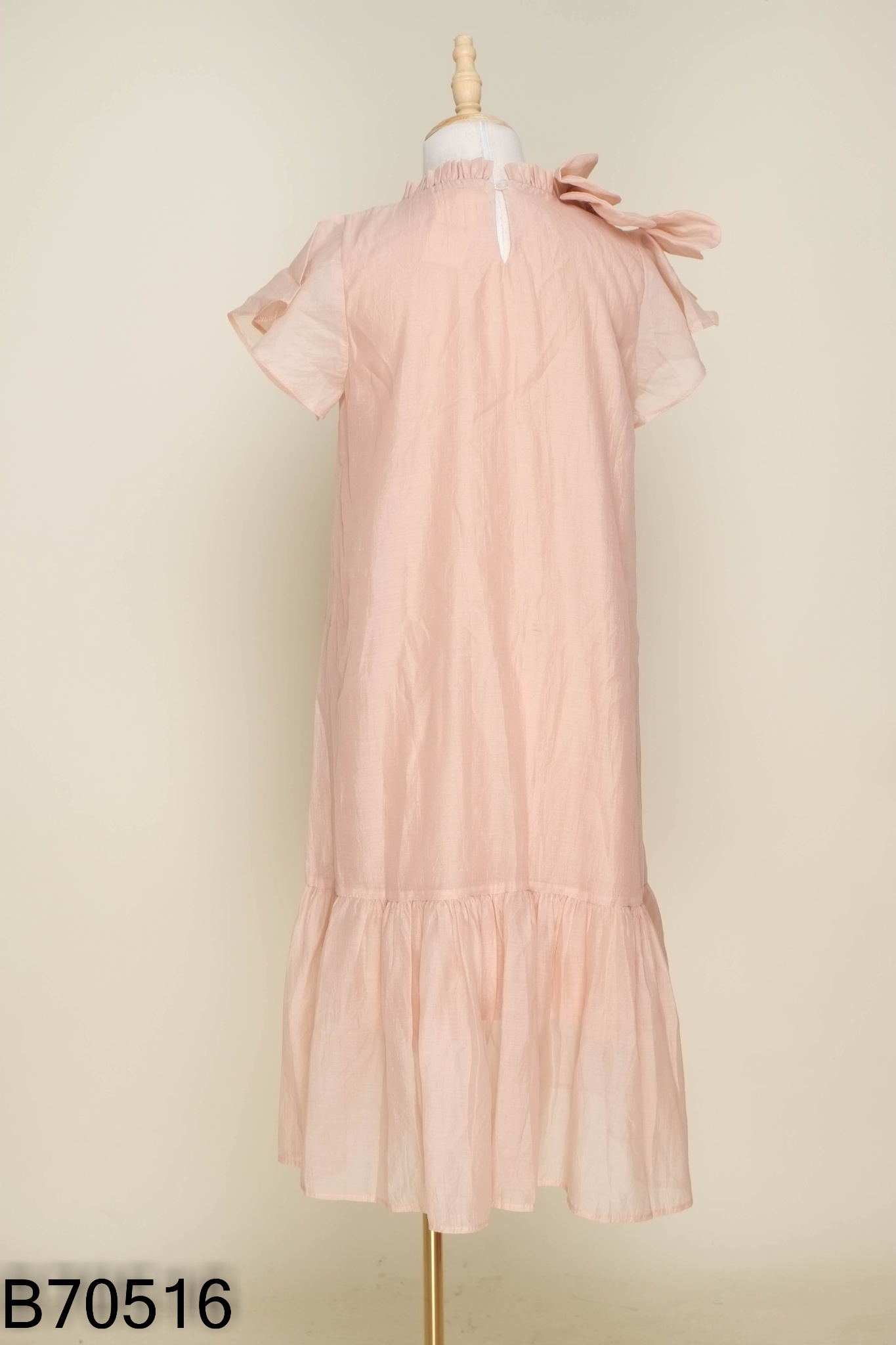 Váy babydoll nâu be phối nơ