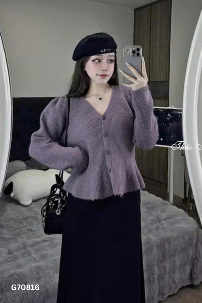 Áo len tím trơn