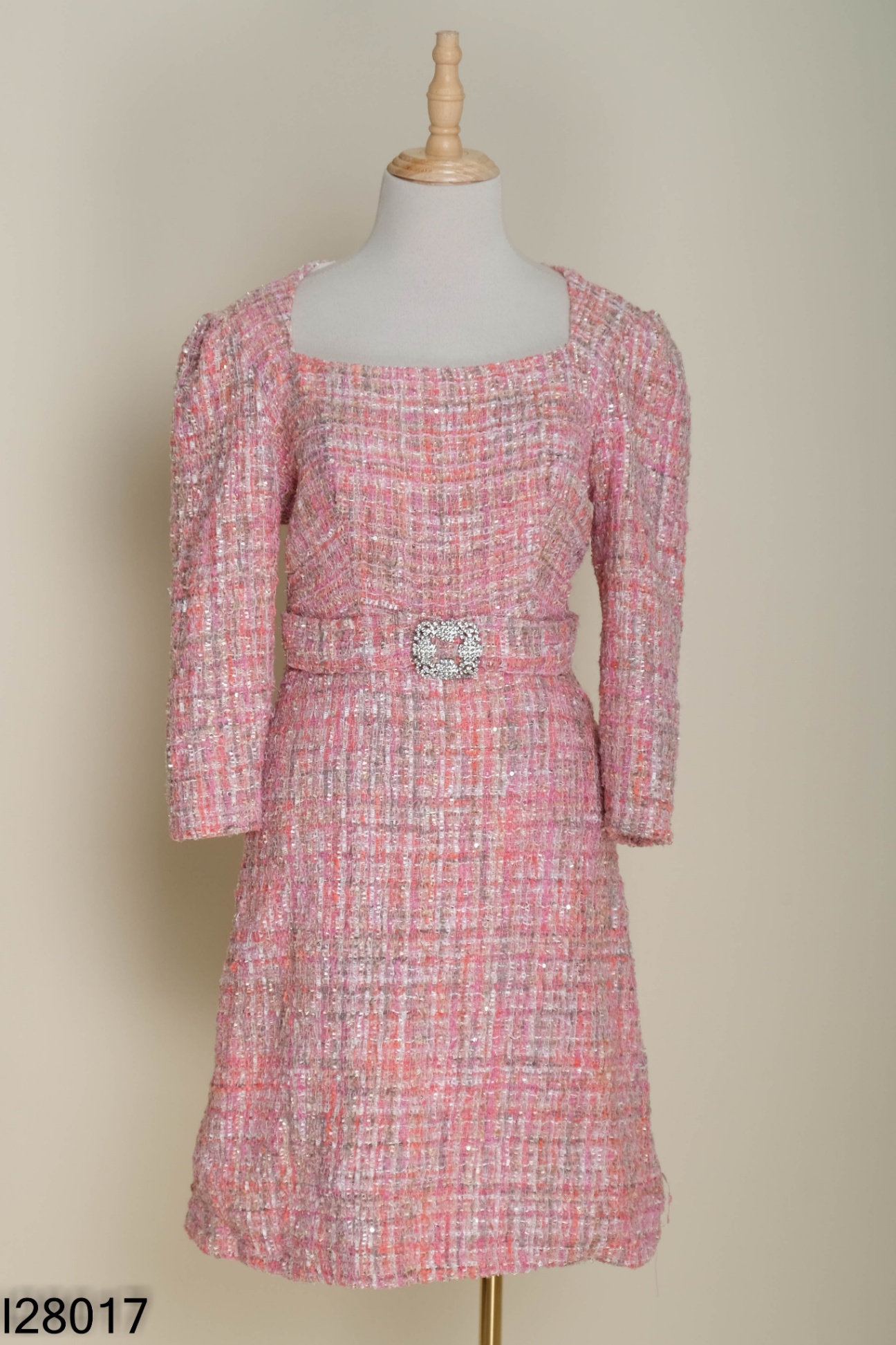 Váy AMI LAMOUR dạ tweed hồng