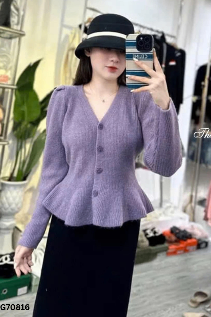 Áo len tím trơn