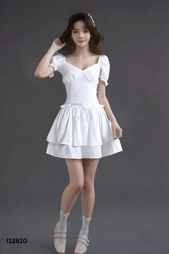 Váy linen trắng bèo