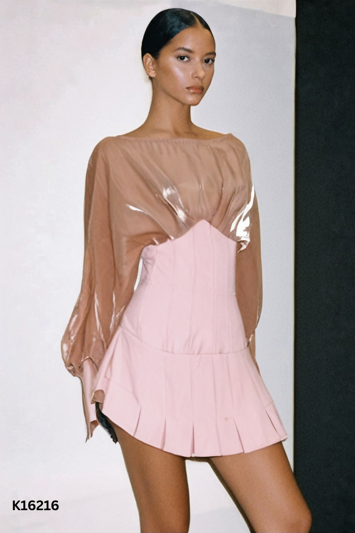Váy nâu be phối organza