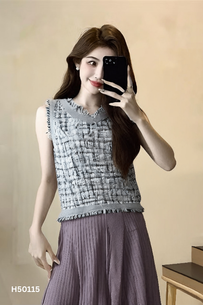 SET Áo sát nách dạ xám + chân váy