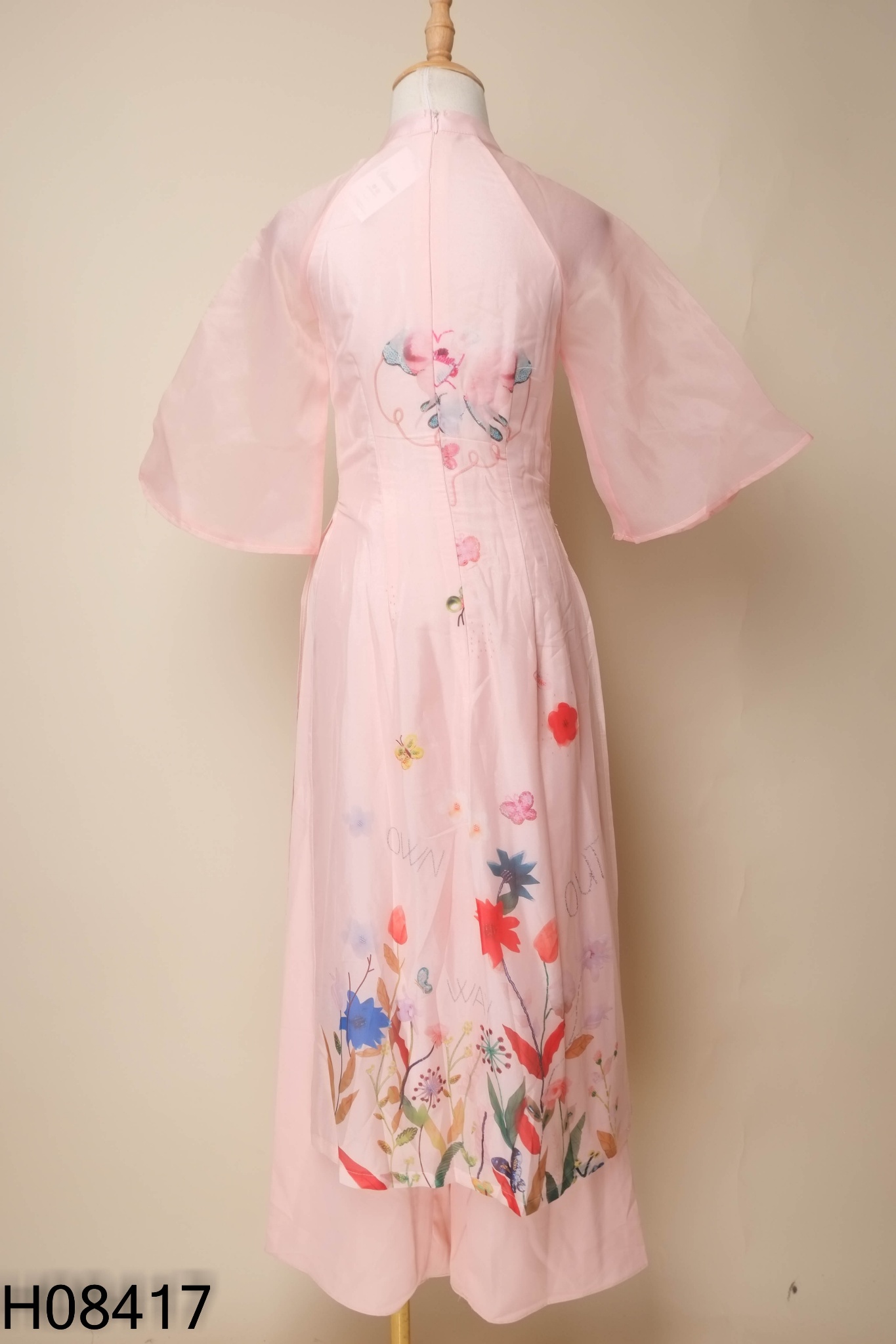 SET Áo dài hồng đính hoa + quần dài