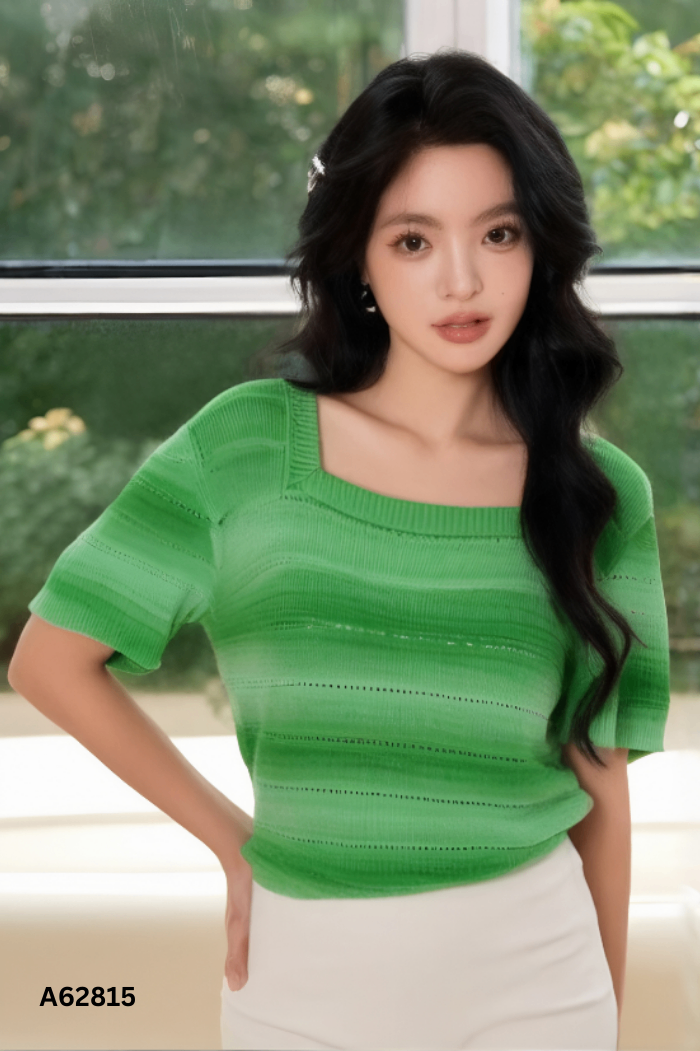 Áo len xanh phối đậm