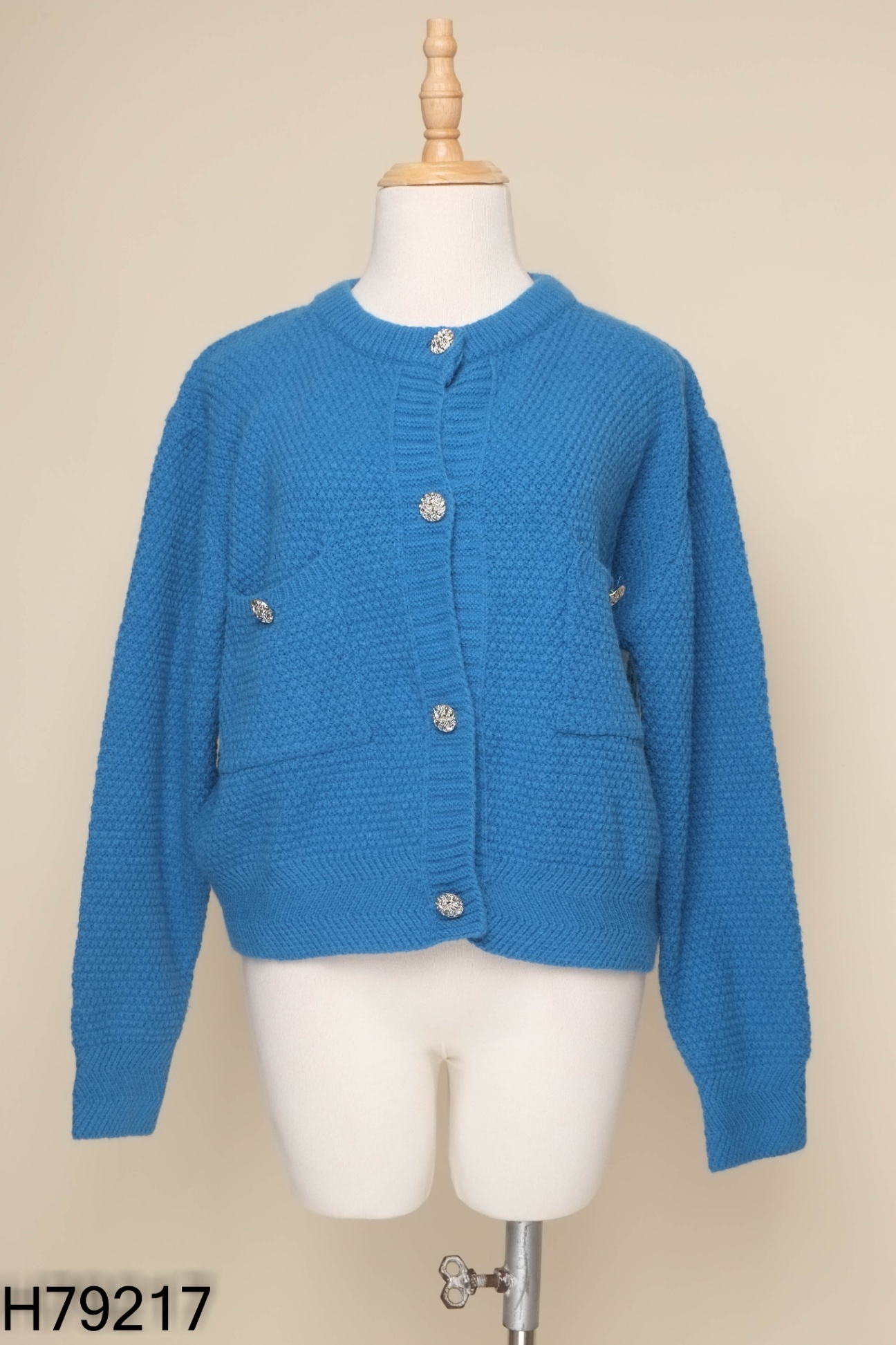 NEWTAG Cardigan len xanh phối khuy