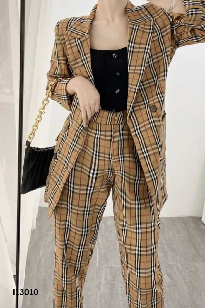 SET CATI CLOTHING Blazer vàng kẻ đen trắng + quần dài