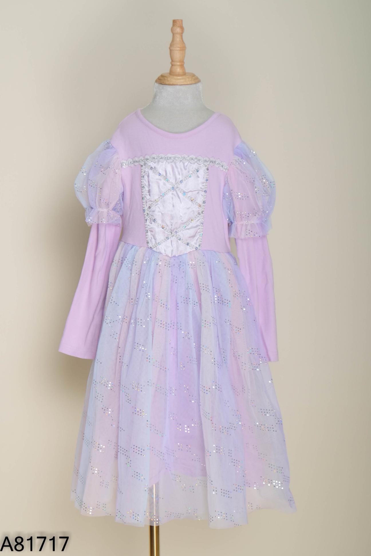 Váy lưới tím phối xanh KIDS