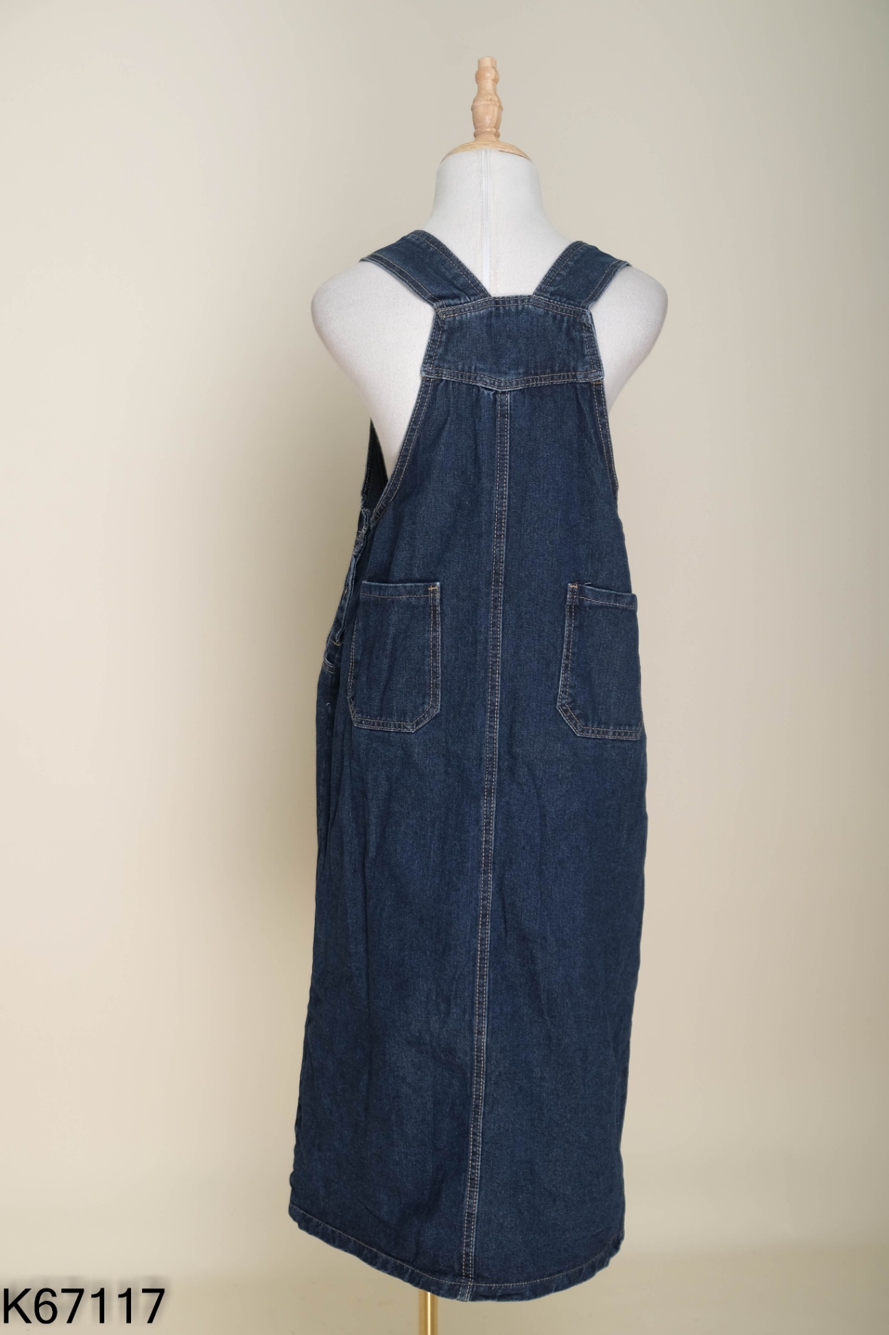 Yếm jeans xanh túi ngang