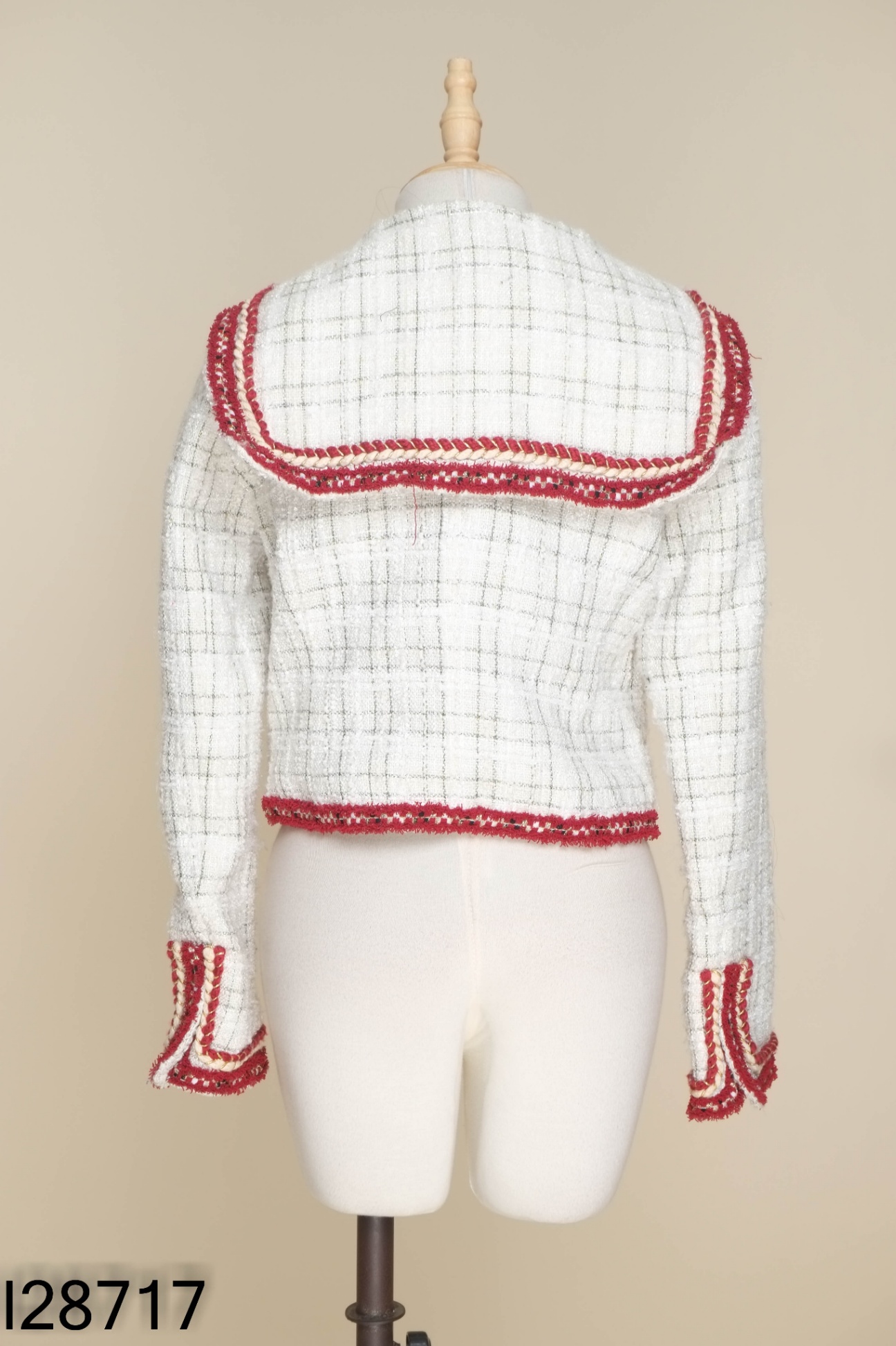 Áo khoác dạ tweed trắng xám