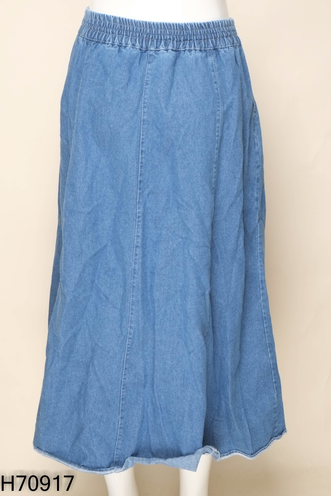 Chân váy jeans xanh trơn