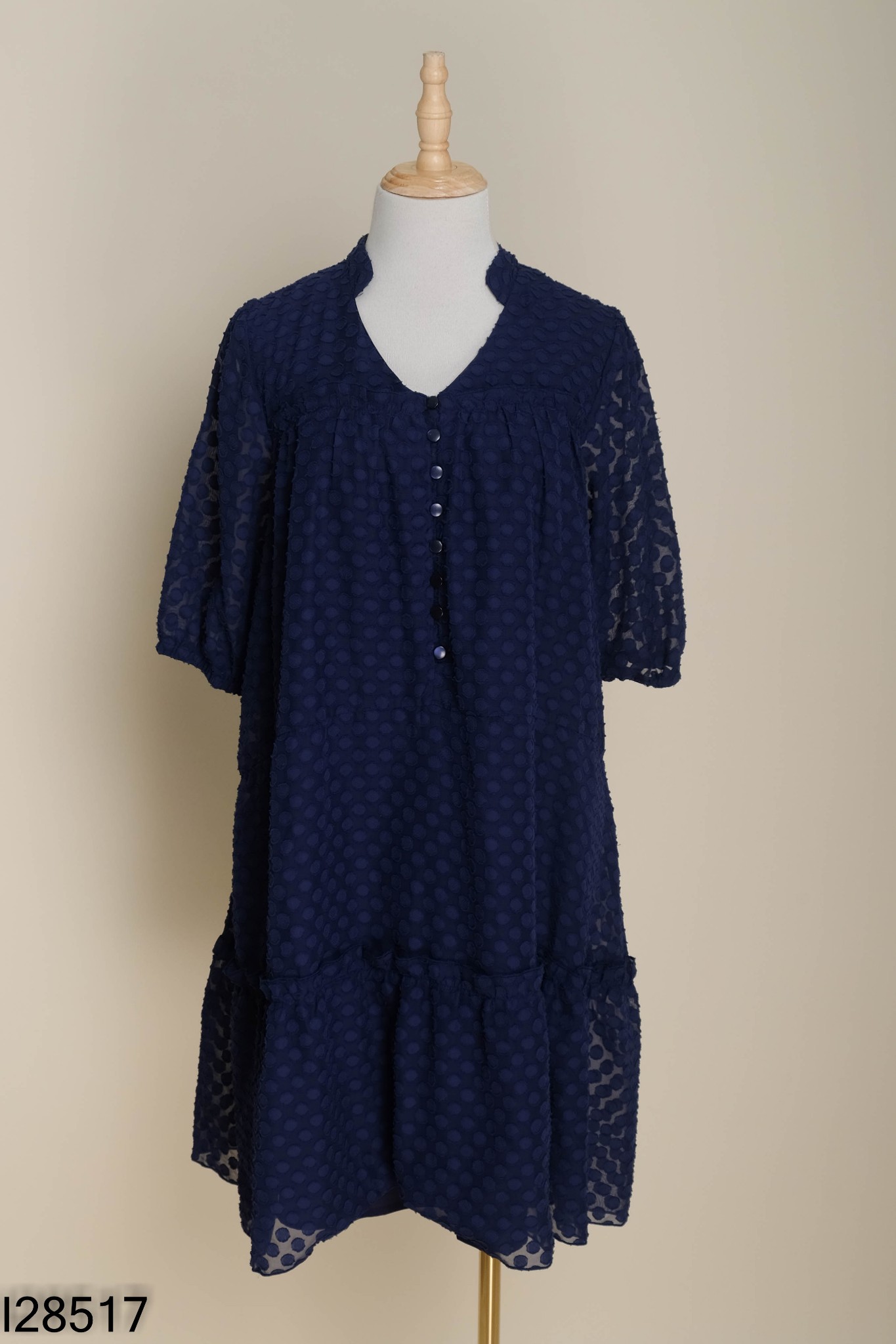 Váy babydoll xanh phối cúc