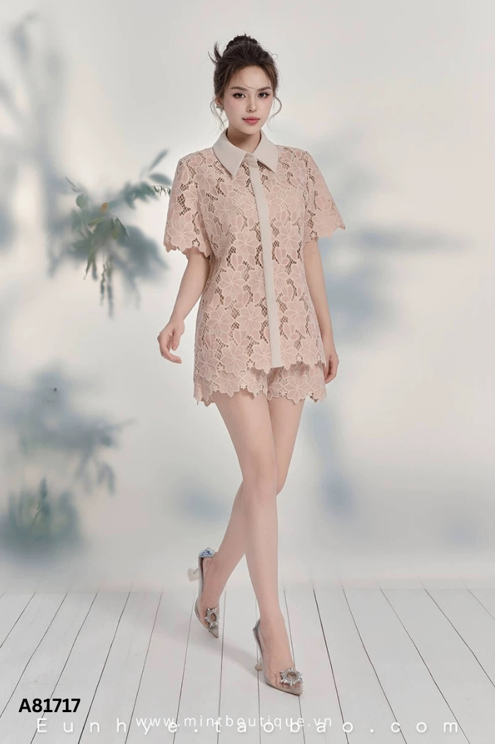 SET Áo ren hồng be + quần short