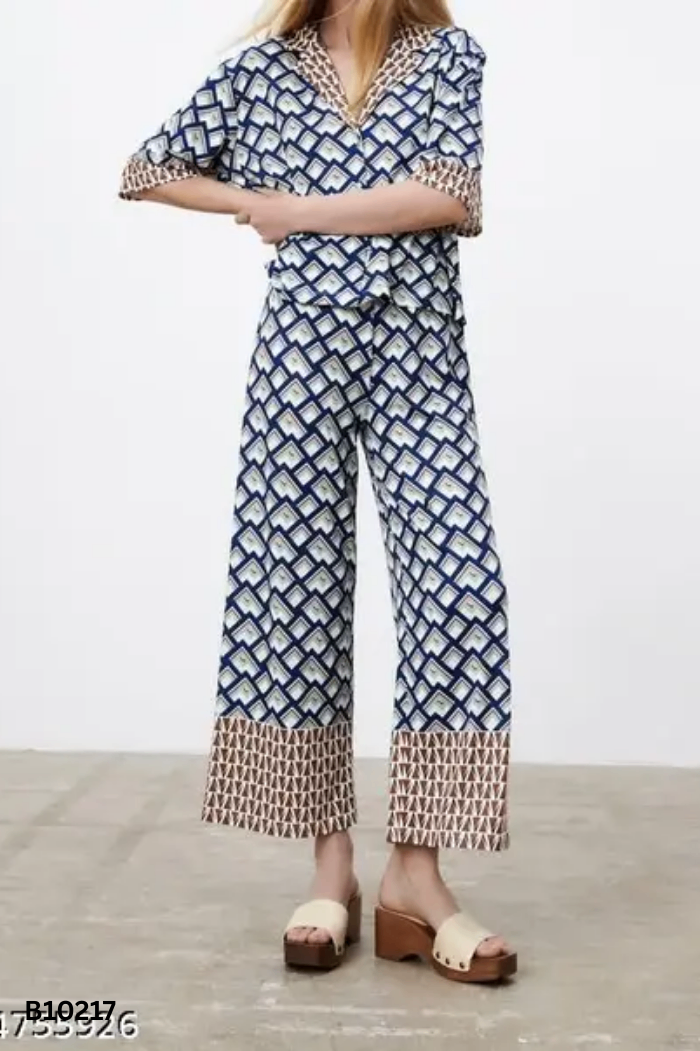 SET ZARA Đồ ngủ xanh phối nâu