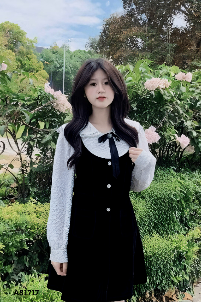 Váy TIIN đen cổ trắng