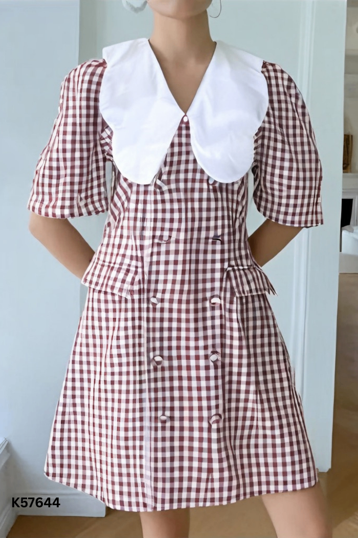 Váy MIJOO kẻ caro nâu