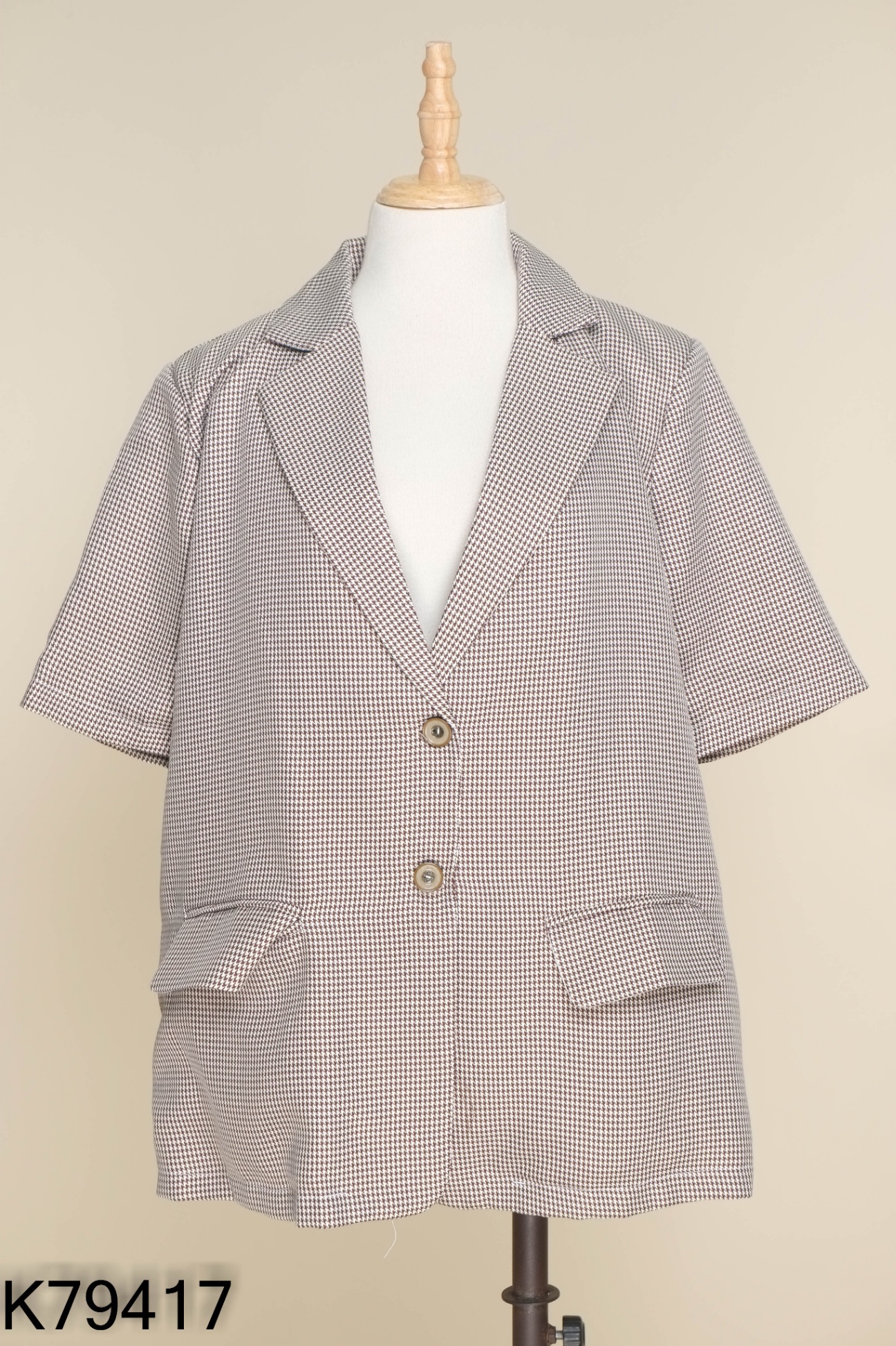 Áo khoác blazer kẻ nâu