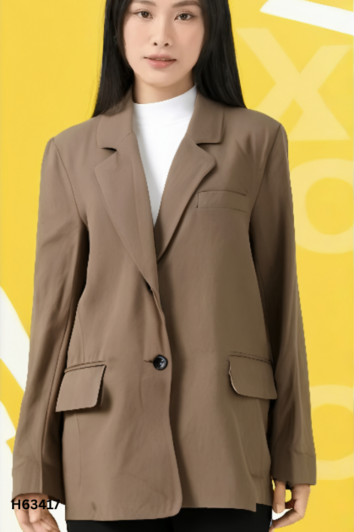 Blazer nâu trơn