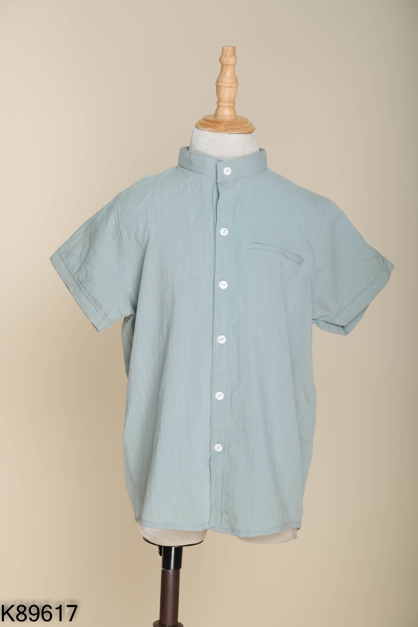 NEWTAG Áo đũi xanh cổ trụ KIDS