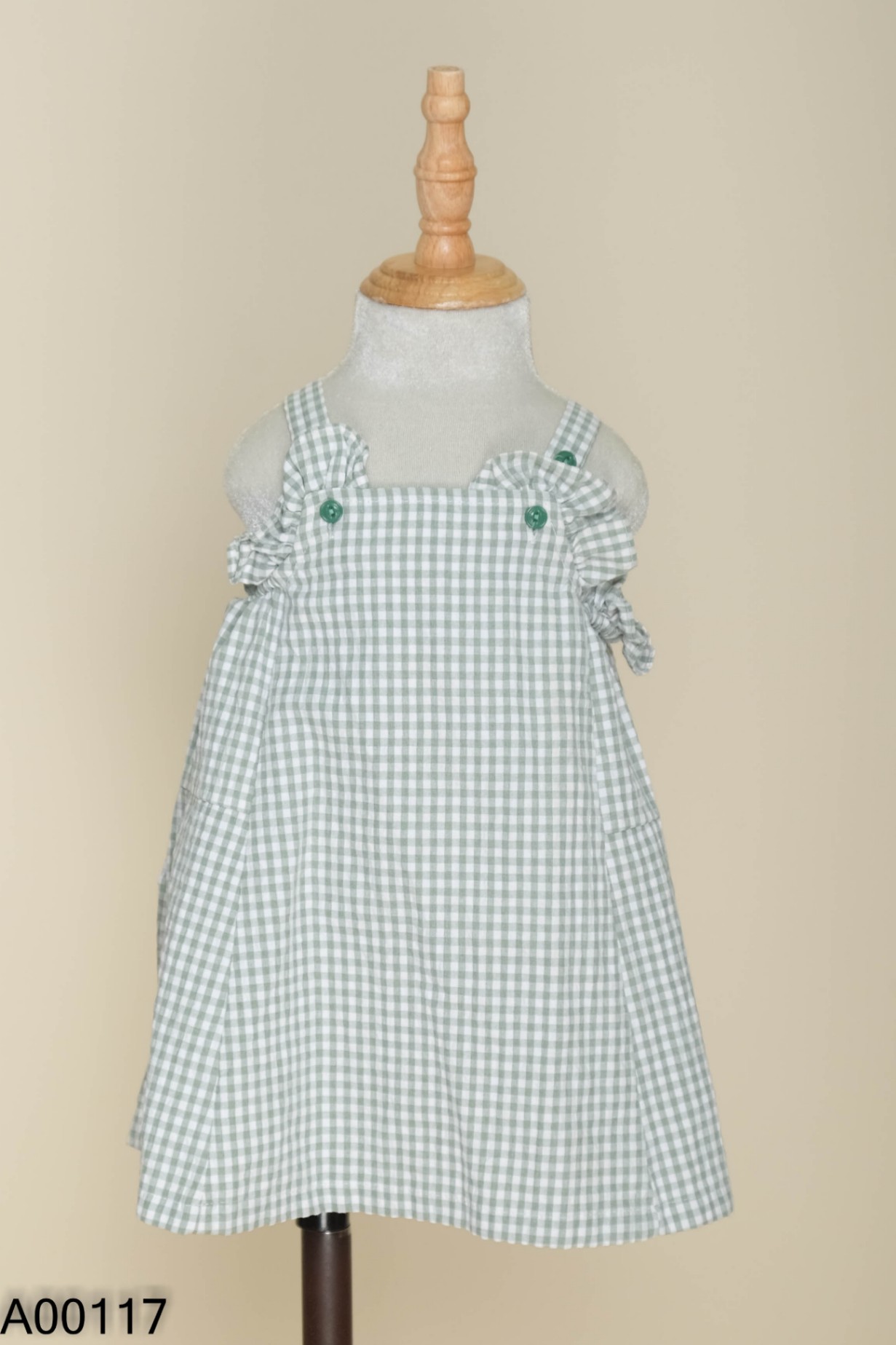 Váy yếm xanh kẻ caro KIDS