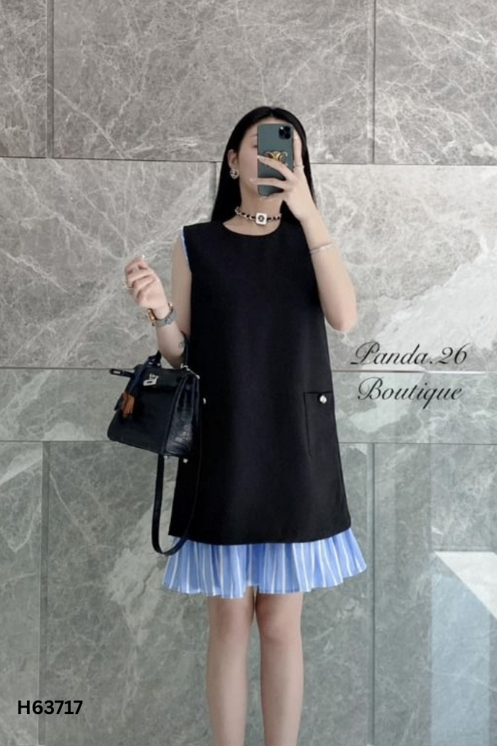 NEWTAG Váy đen phối xanh