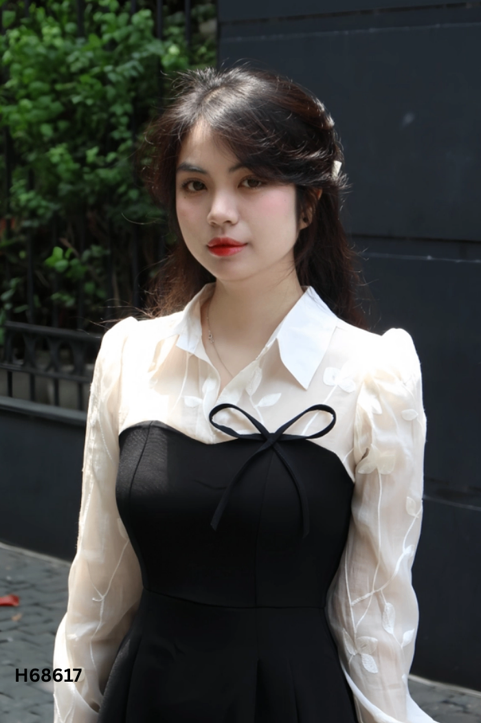 Váy đen tay be
