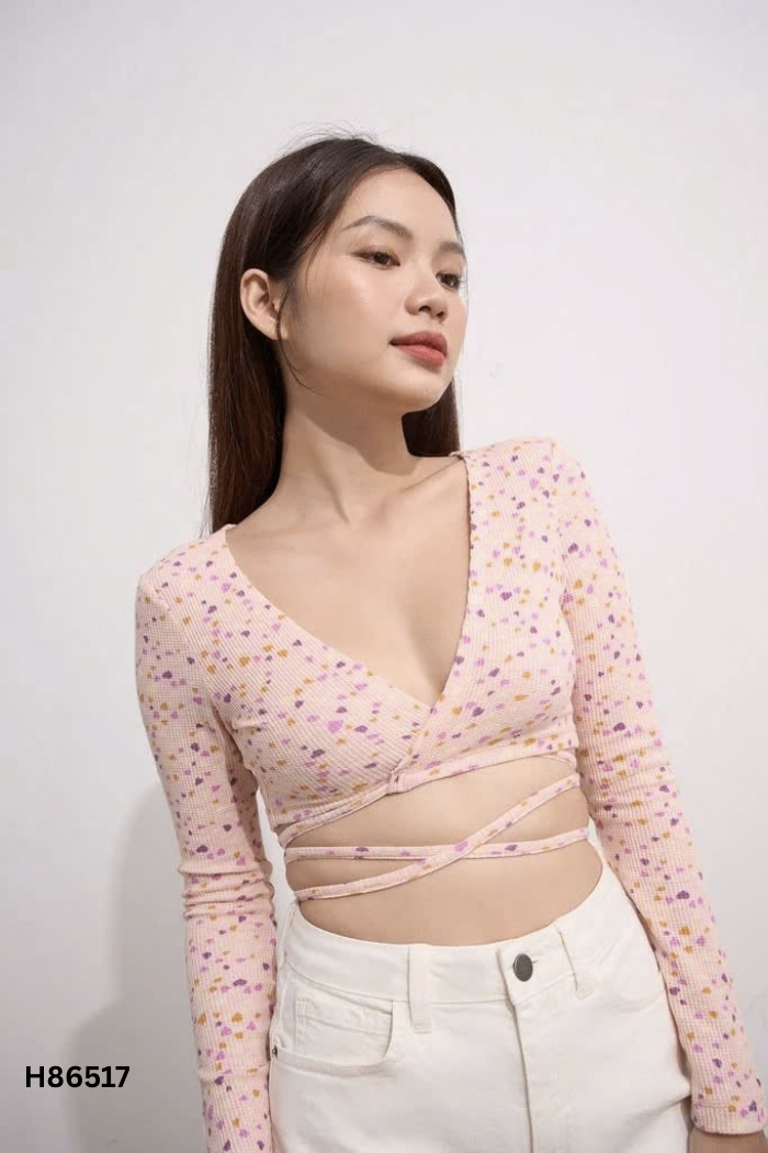 NEWTAG Áo hồng MAYBI buộc eo