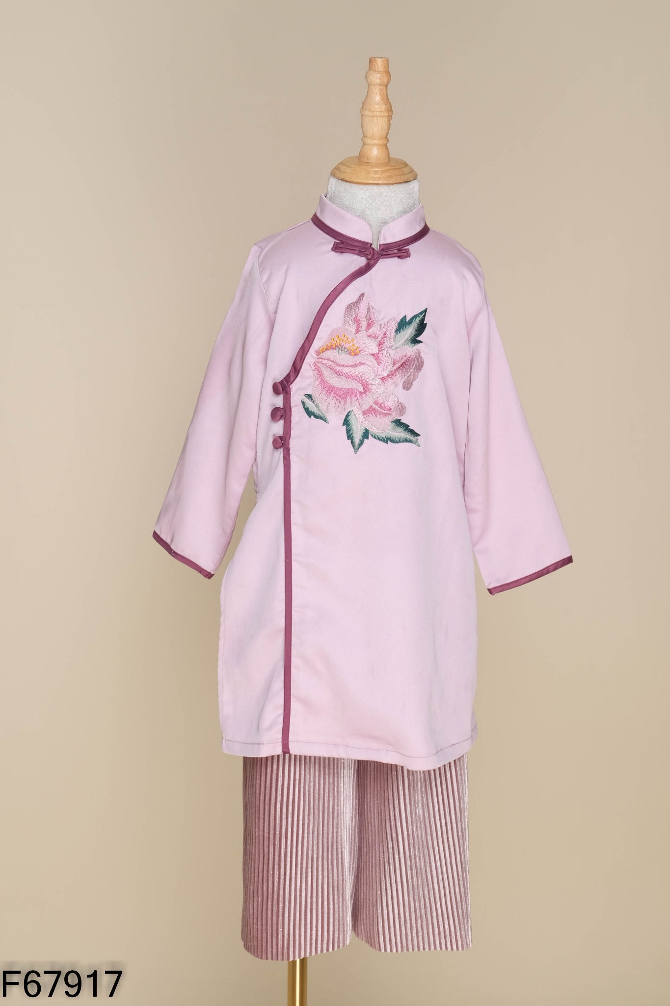 Set Áo dài MAYY tím thêu hoa + quần KIDS
