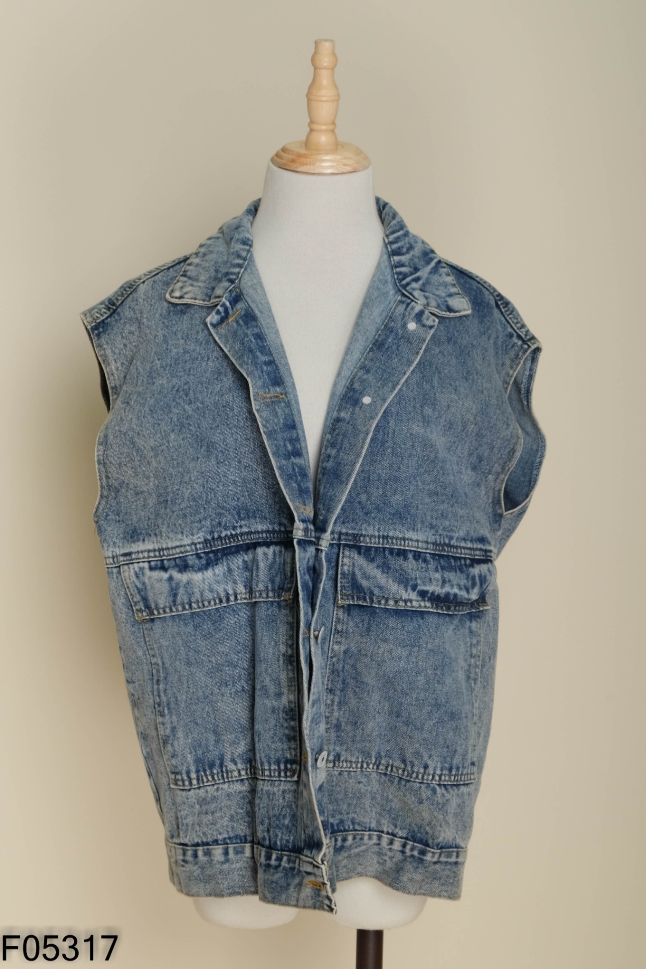 Áo khoác gile jeans xanh