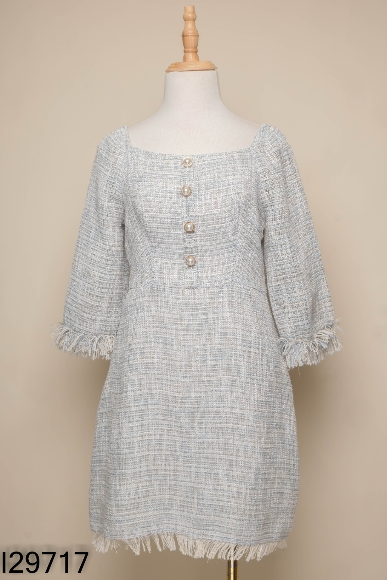 Váy dạ be ADORE DRESS cúc ngọc