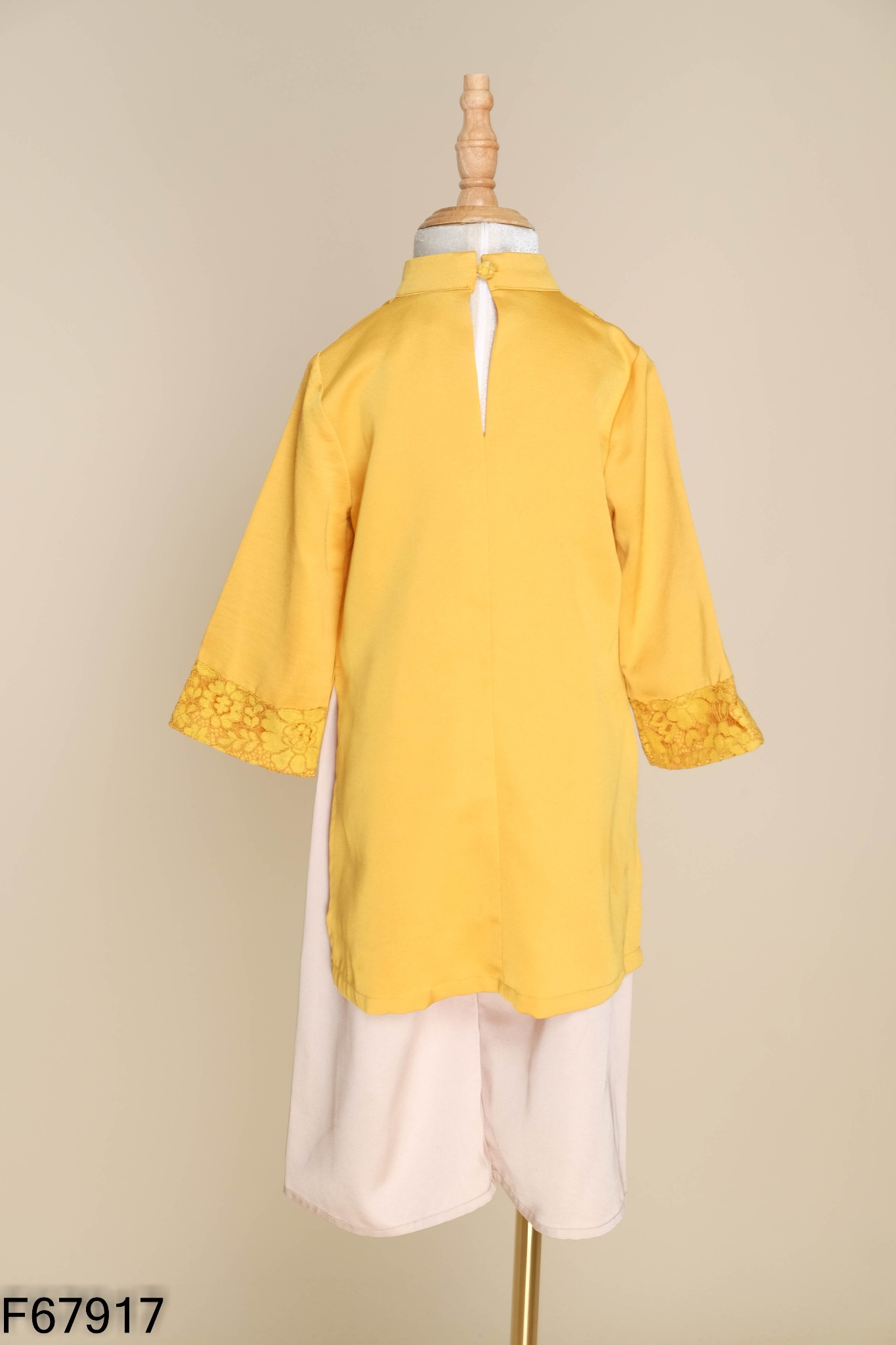Set Áo dài vàng MAYY phối ren + quần KIDS