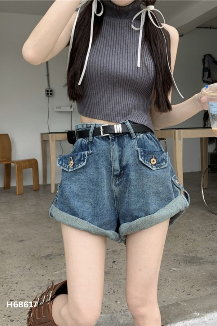 Quần short xanh trơn
