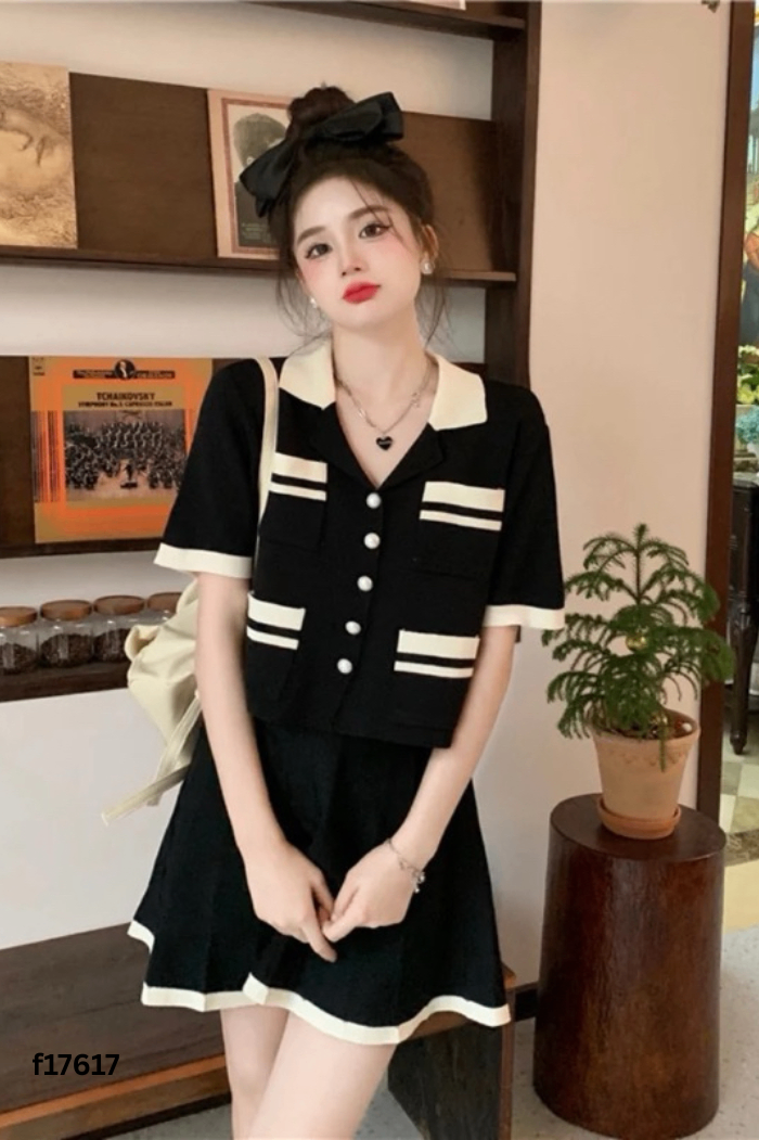 Áo len mongtoghi đen viền be