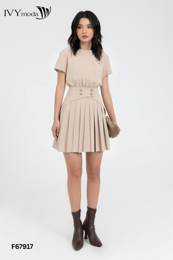 Váy be IVY MODA xếp ly phối cúc